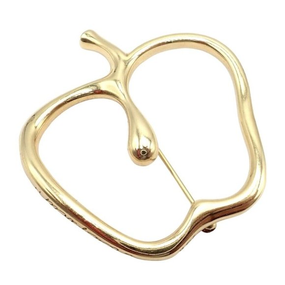 Authentic! Vintage Tiffany & Co Peretti 18k Yellow Gold Large Apple Pin Brooch - Picture 1 of 11